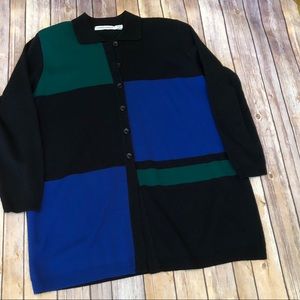 Karen Lessly Black/Blue/Green Sweater  sz…L